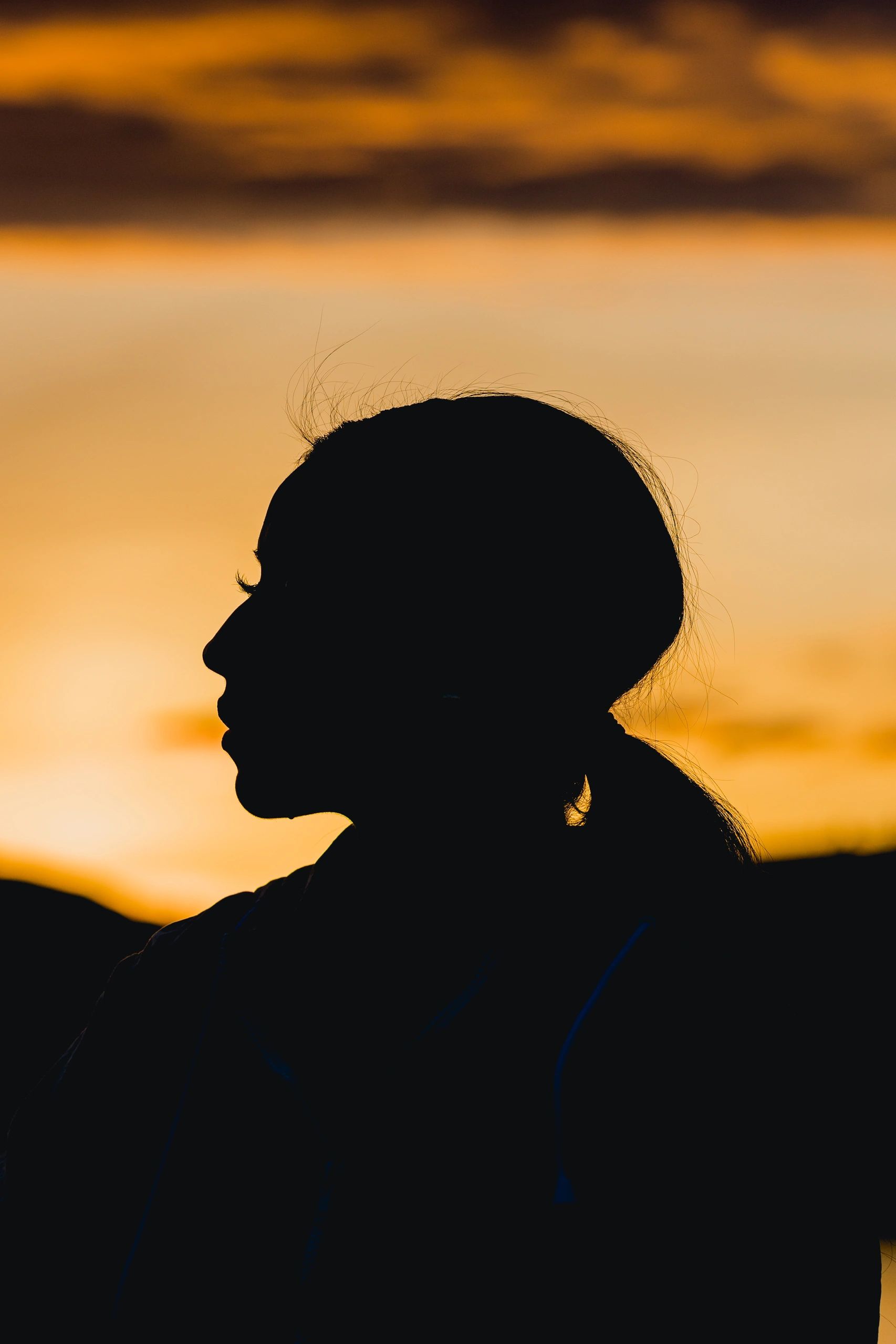 Silhouette portrait at sunset